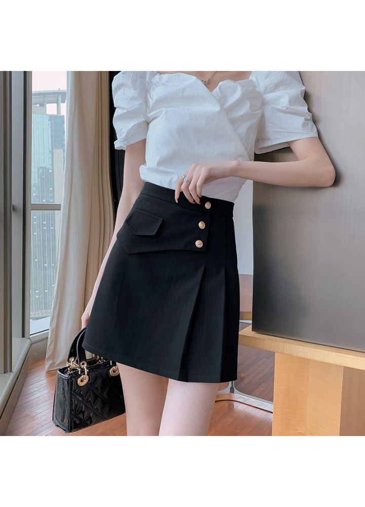 Spring and summer 2021 new fashion high waist slim A-line pleated skirt irregular pleated buttock skirt women's fashion