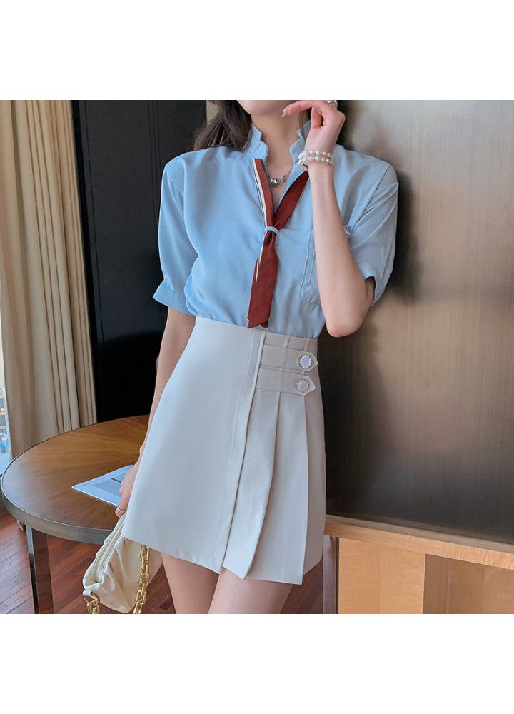 2021 new half length skirt women's spring and summer A-line high waist pleated short skirt Summer Black buttocks, small and thin