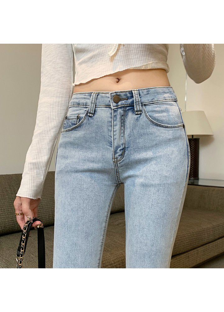 Real photo of new slim high waist skinny jeans in spring 2021