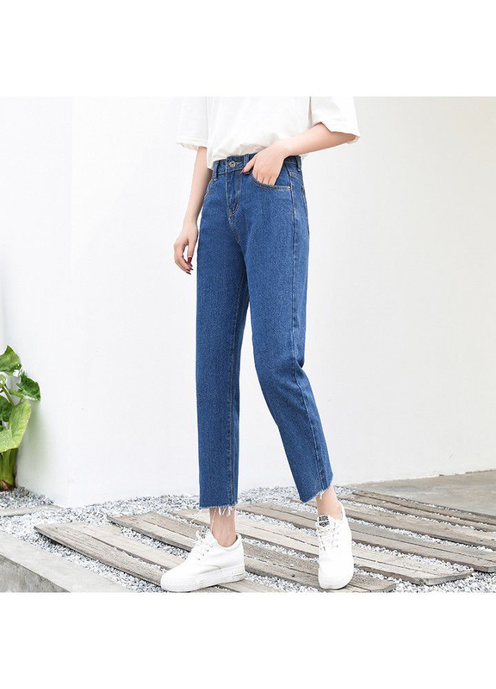 Female student's wide leg straight jeans women's loose pants