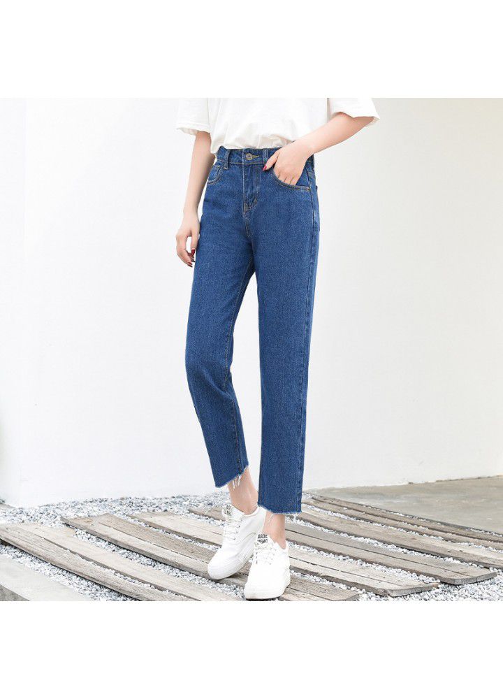 Female student's wide leg straight jeans women's loose pants