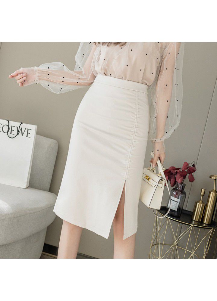 2021 spring and summer new fashion temperament high waist split buttock skirt medium length skirt for women