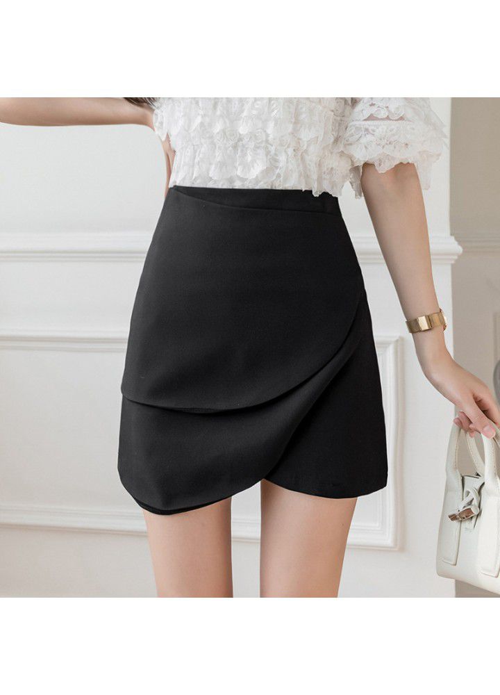 Solid A-line short skirt pants 2021 new irregular petal high waist skirt anti light shorts skirt women's summer
