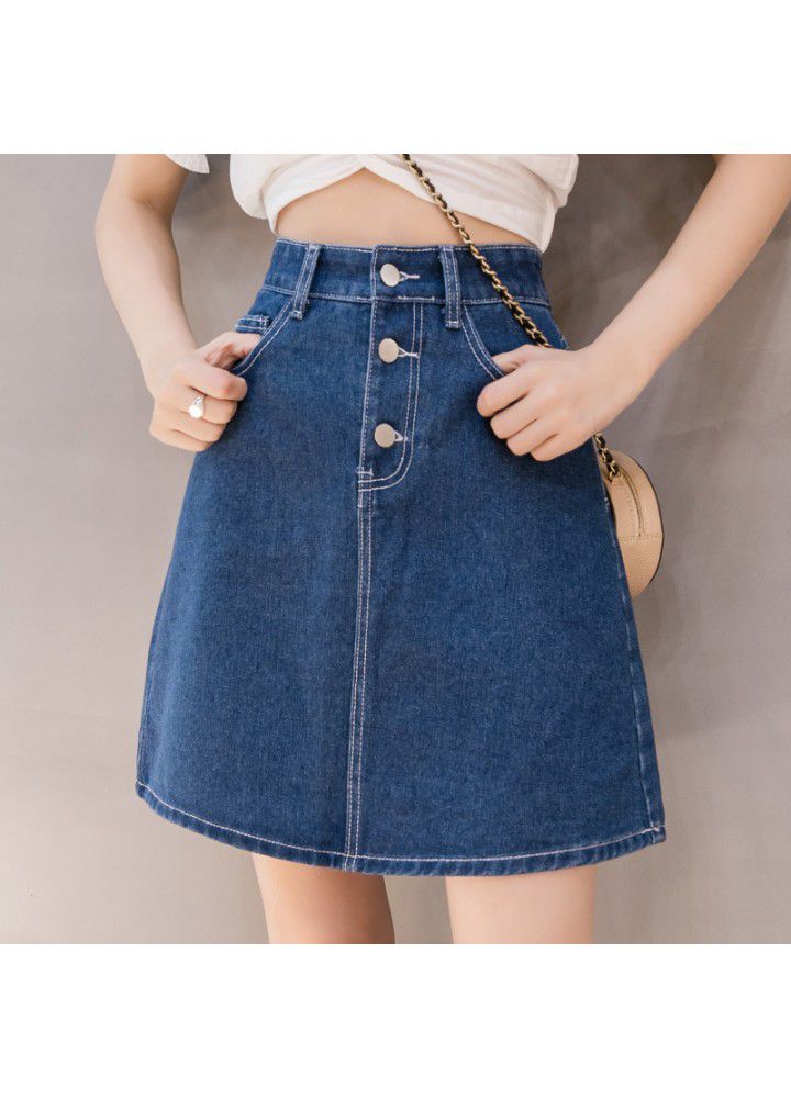 Skirt women's 2021 spring and summer new large women's high waist A-line loose and sweet hip covering skirt
