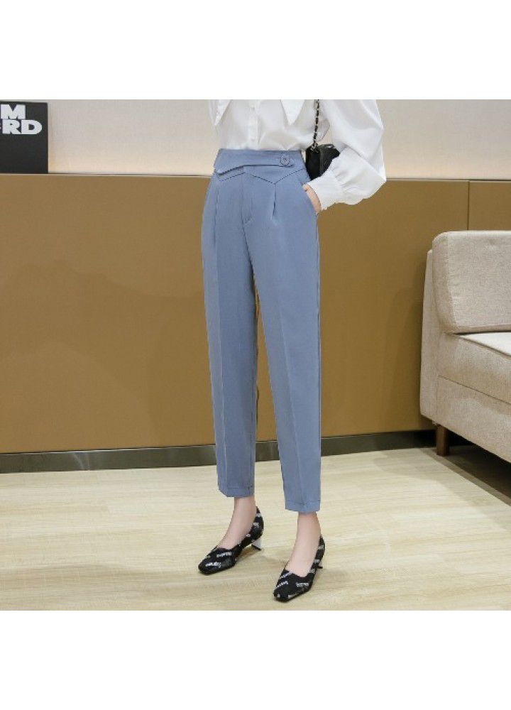 Suit pants women's 2021 spring and summer wear new slim nine point professional trousers small leg pants straight tube loose pipe pants