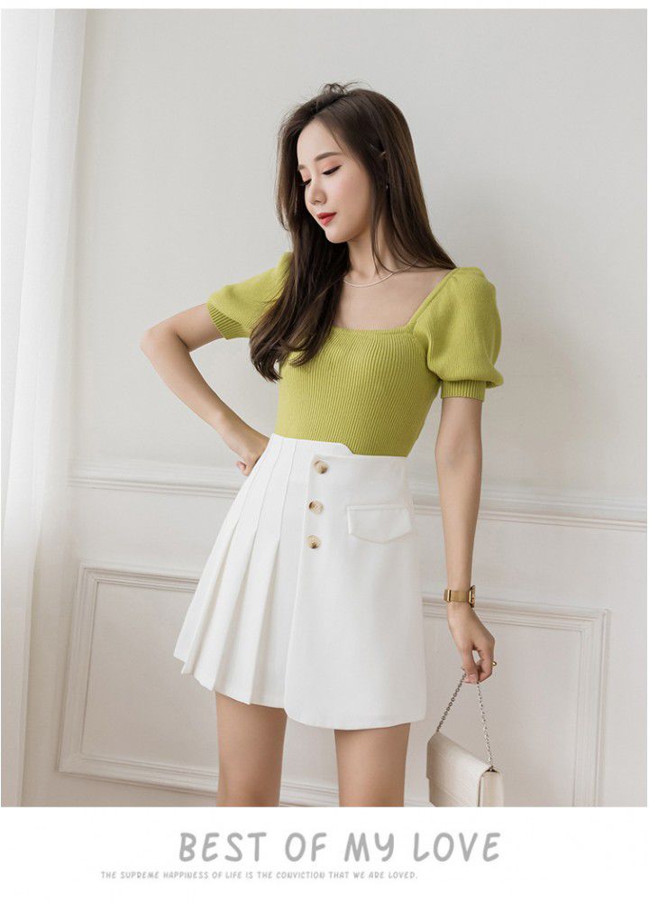 Pleated skirt women's 2021 summer new anti light shorts skirt irregular short skirt high waist slim A-line skirt