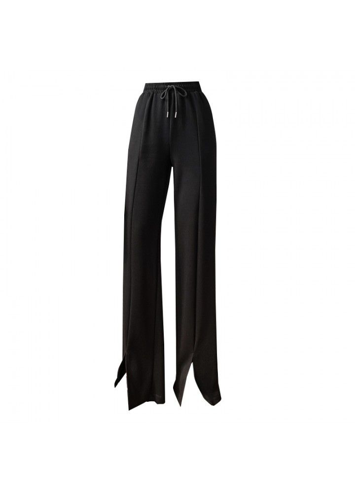 2021 spring and summer new leisure pants women's High Waist Wide Leg Pants straight split pants loose sports floor pants fashion