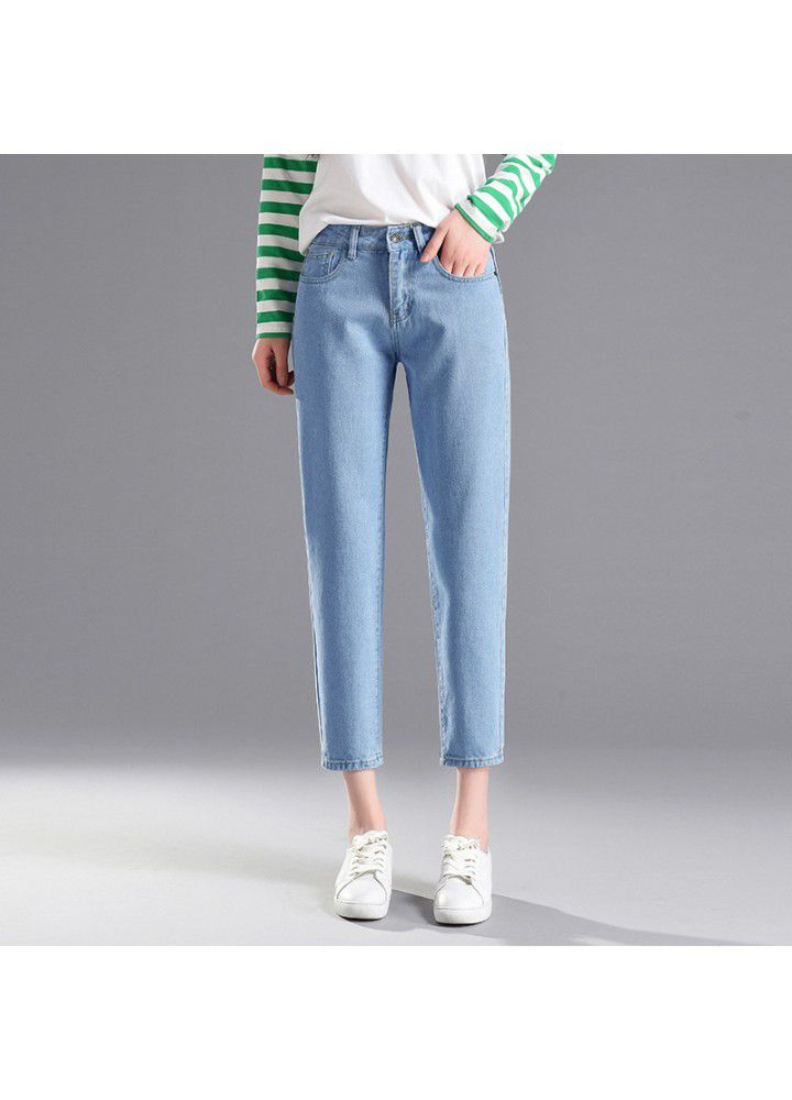 Summer high waist students show thin radish pants versatile jeans Harem Pants women's black and white BF loose Capris wholesale