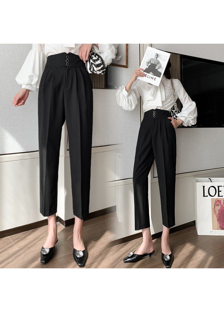 Korean leisure pants women's 2021 spring and summer slim pipe PANTS LEGGINGS Harlan Pants Capris suit pants