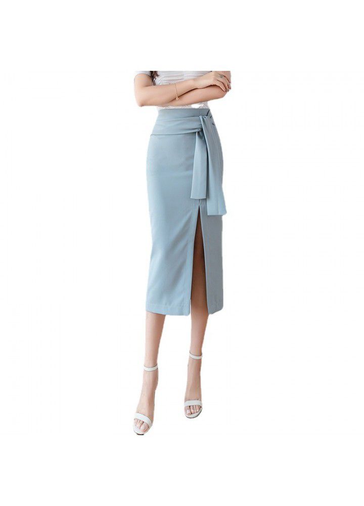 2021 summer new women's skirt with lace up and split net