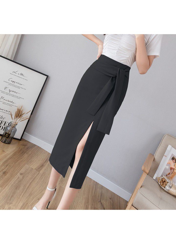 2021 summer new women's skirt with lace up and split net