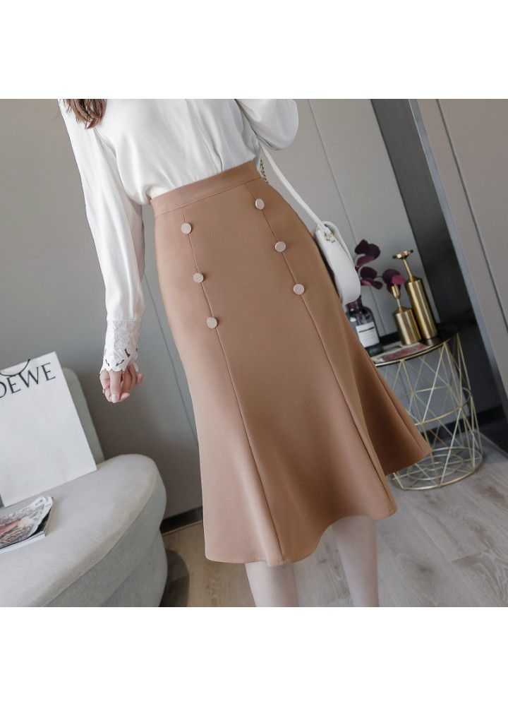 New Korean women's fashion high waisted fishtail skirt in autumn 2020