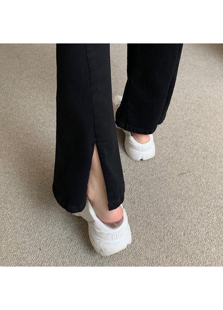 New high waist split flared pants in spring and summer of 2021