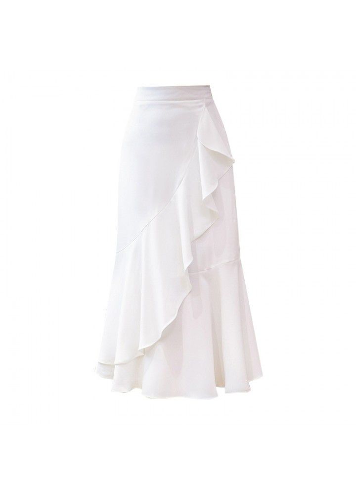 Medium length beach skirt 2021 summer vacation style long skirt with Ruffle Skirt