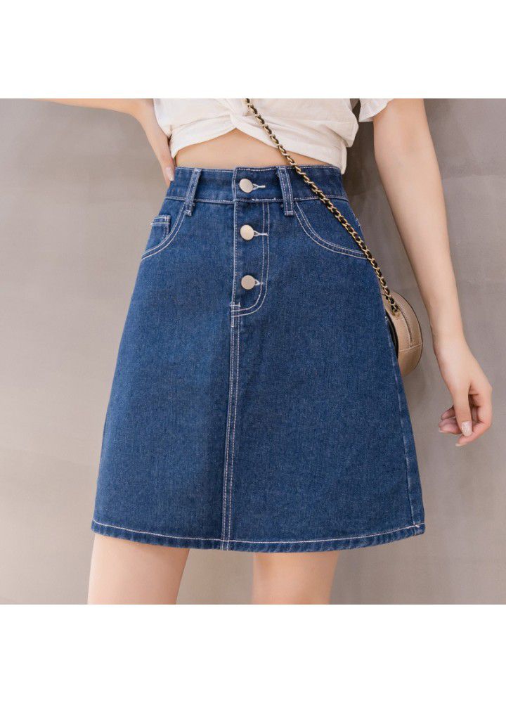 Skirt women's 2021 spring and summer new large women's high waist A-line loose and sweet hip covering skirt
