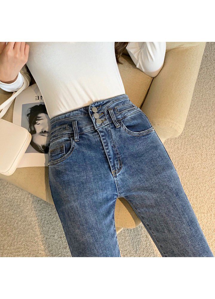Jeans women's spring 2021 new slim stretch high waist tight legged pants autumn winter pencil trend