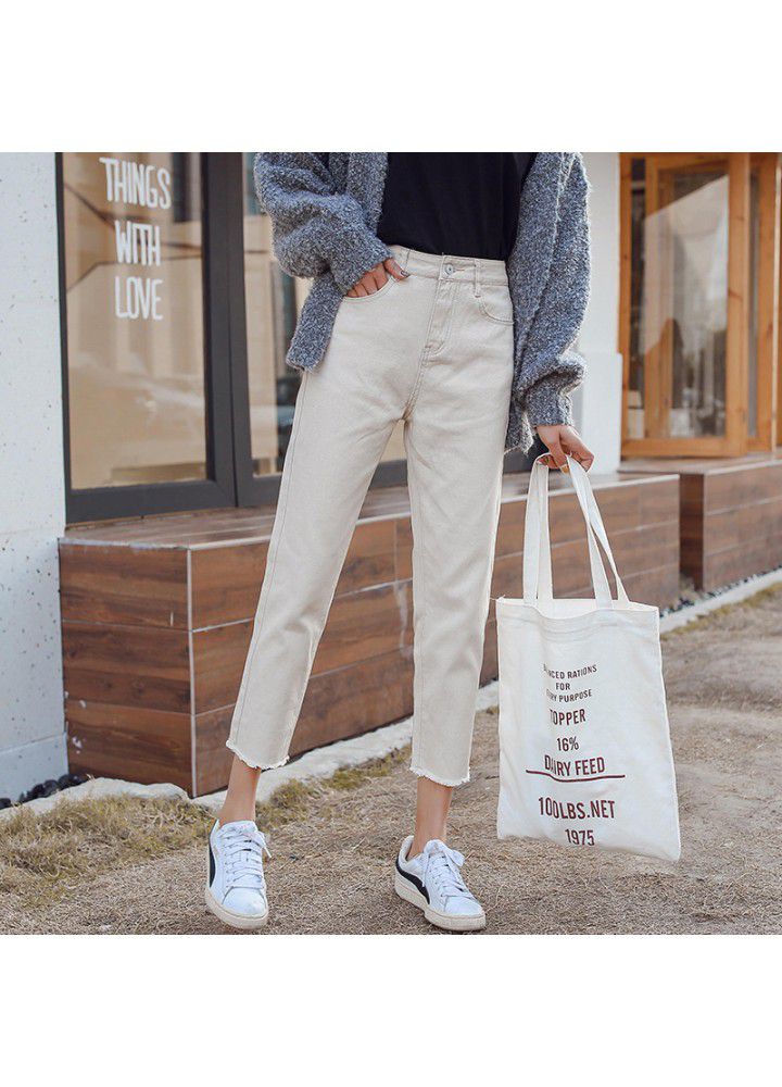 Female student's wide leg straight jeans women's loose pants