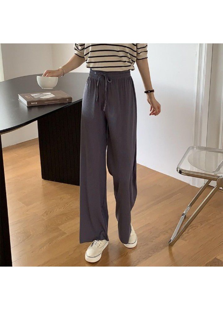 Ice silk wide leg pants women's new Korean design in summer 2021