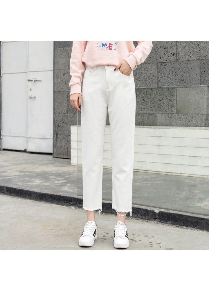 Female student's wide leg straight jeans women's loose pants