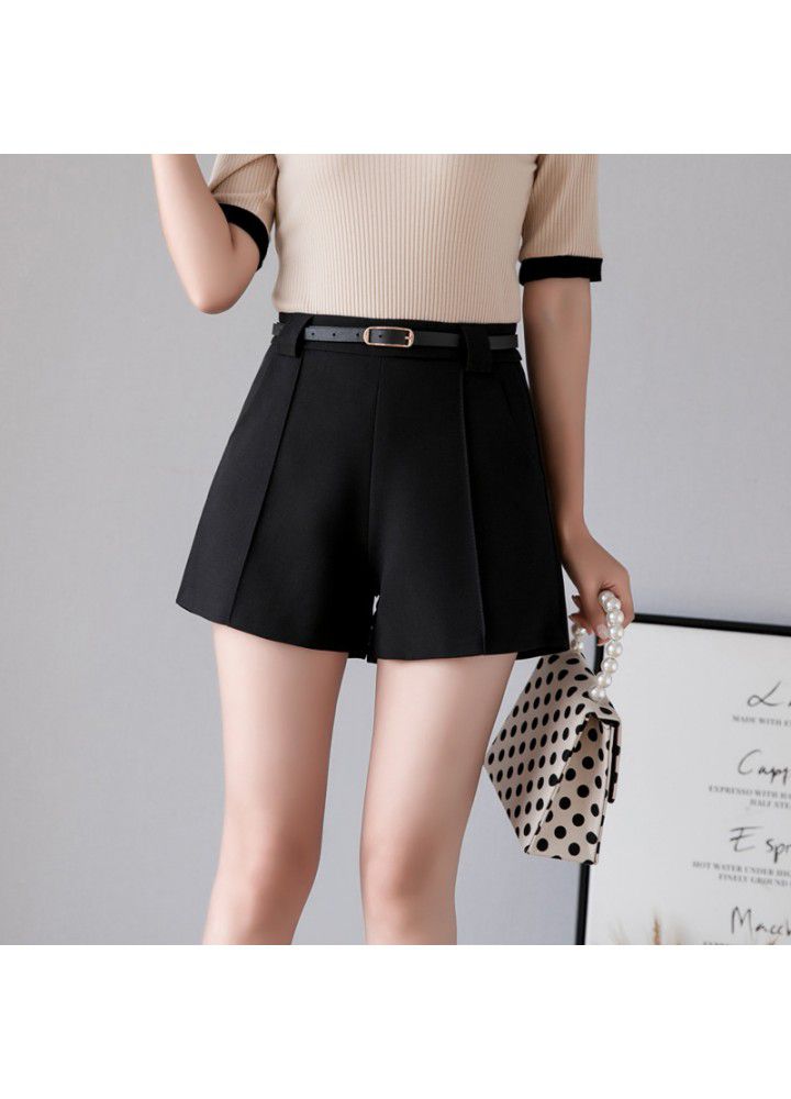 2021 spring and summer new wide leg shorts female Korean fashion loose student high waist A-line suit casual pants