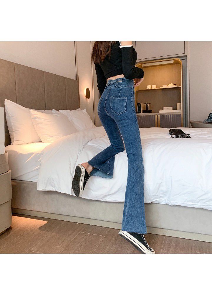 2021 spring and autumn super high waist jeans for women