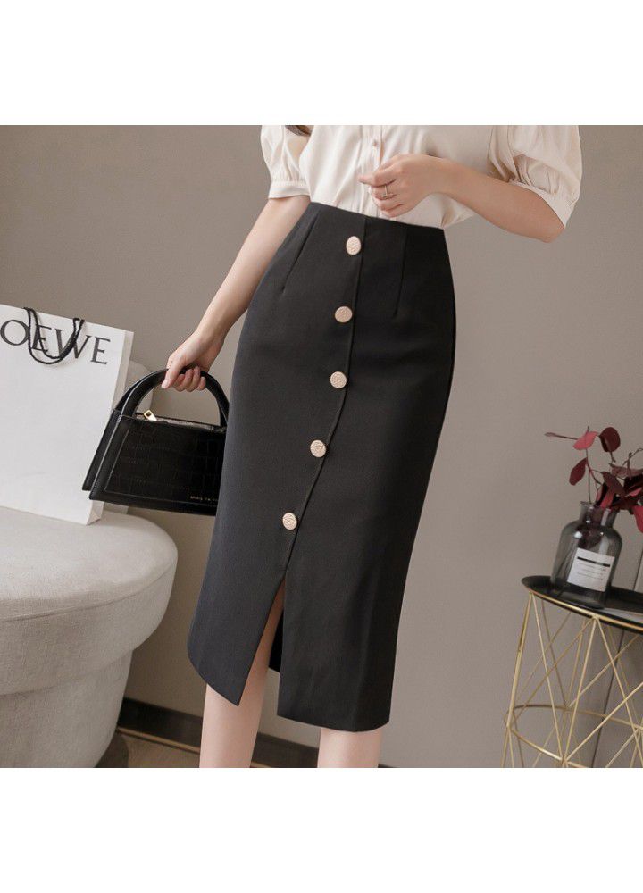 2021 spring and summer new style temperament fashion high waist skirt with buttocks and middle length skirt