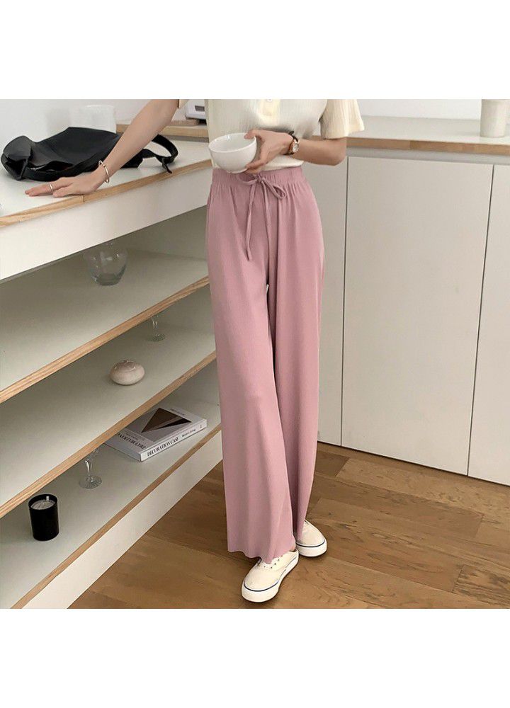Ice silk wide leg pants women's new Korean design in summer 2021