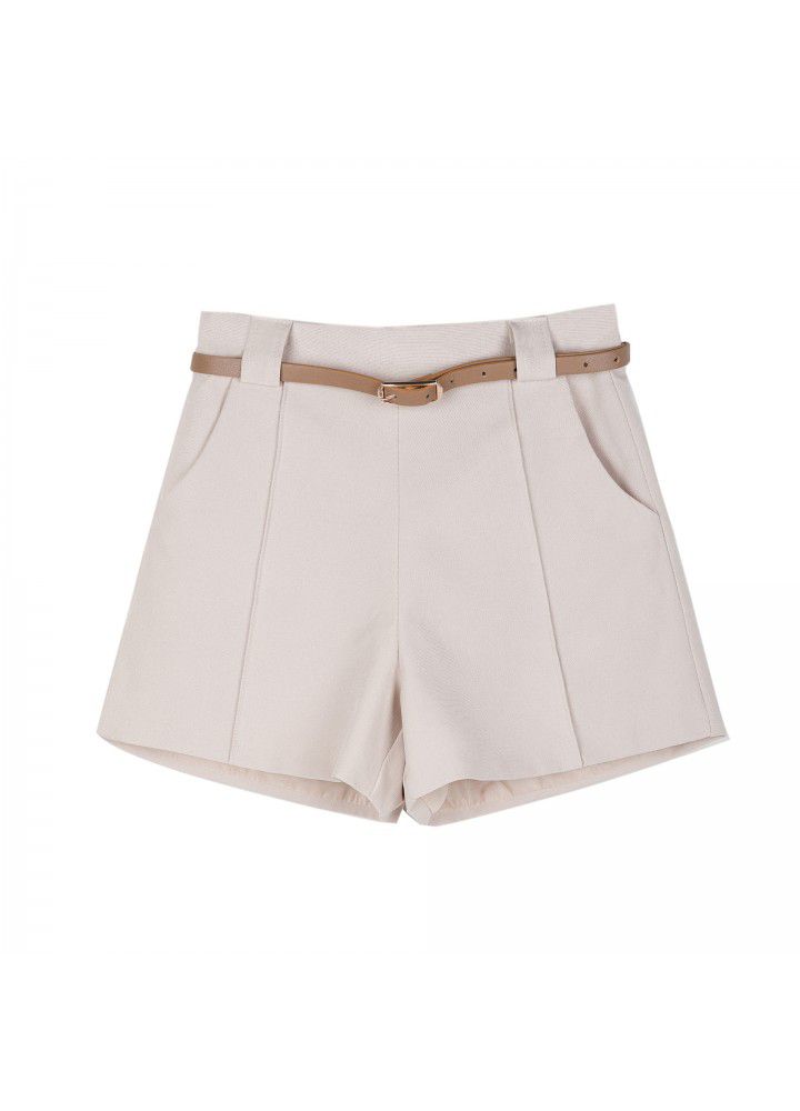 2021 spring and summer new wide leg shorts female Korean fashion loose student high waist A-line suit casual pants