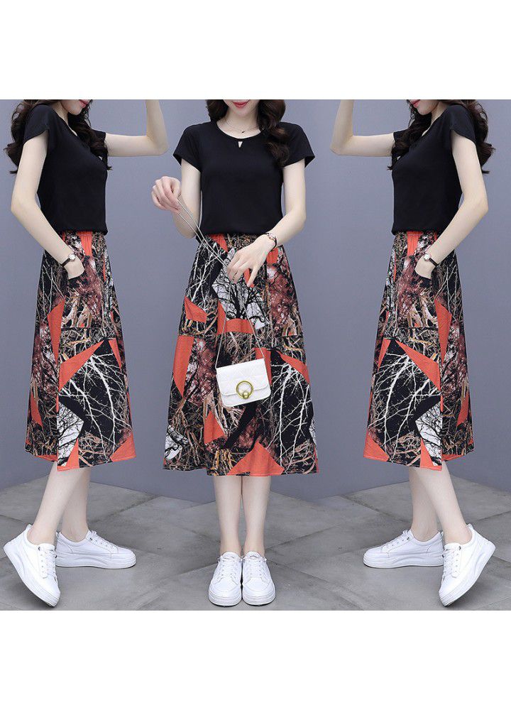 Skirt suit women's 2021 new summer dress casual summer floral skirt two piece dress