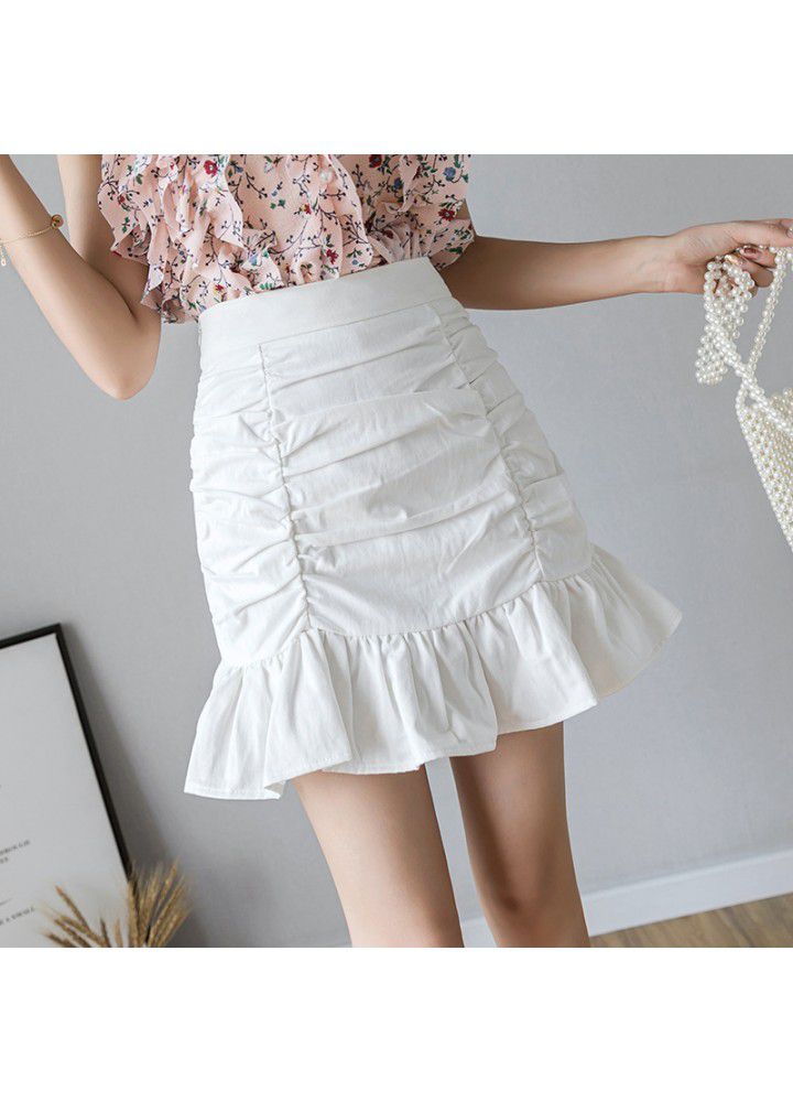 Real shot 2021 summer new Korean floral A-line short skirt, versatile high waist Ruffle Skirt