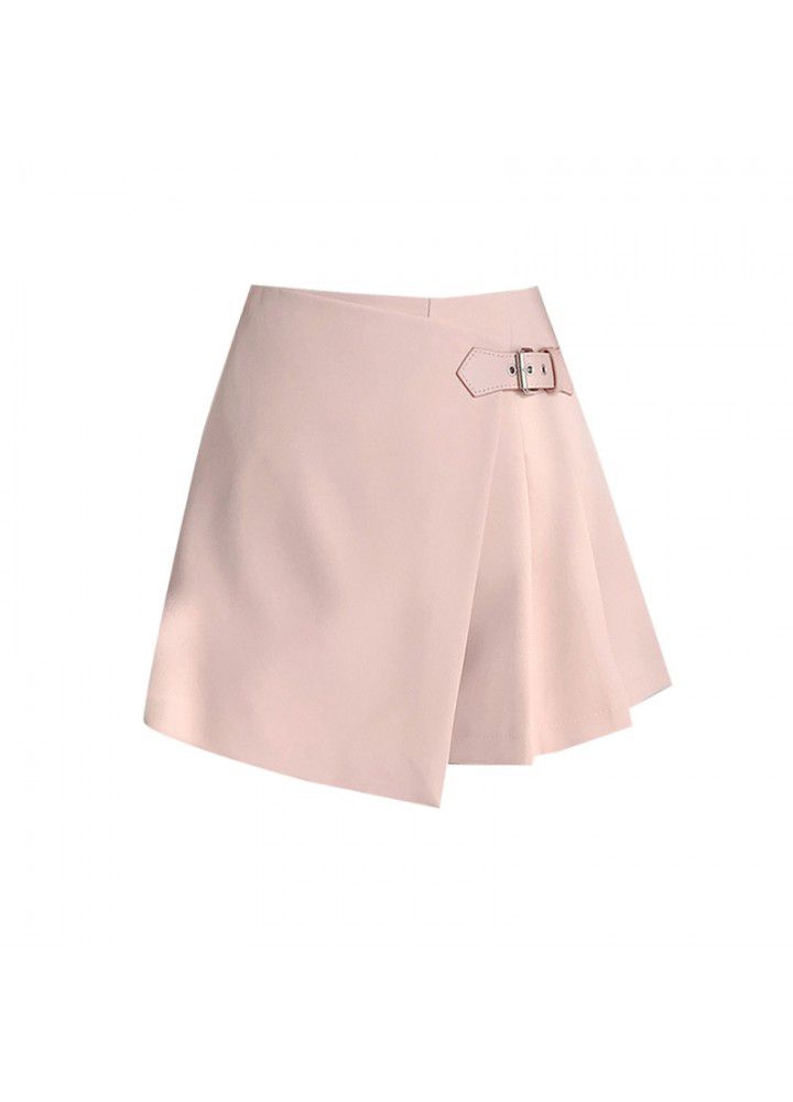 Shorts women 2021 spring and summer new casual slim foreign style High Waist Wide Leg Pants irregular A-line short skirt pants