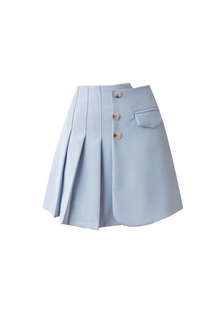 Pleated skirt women's 2021 summer new anti light shorts skirt irregular short skirt high waist slim A-line skirt