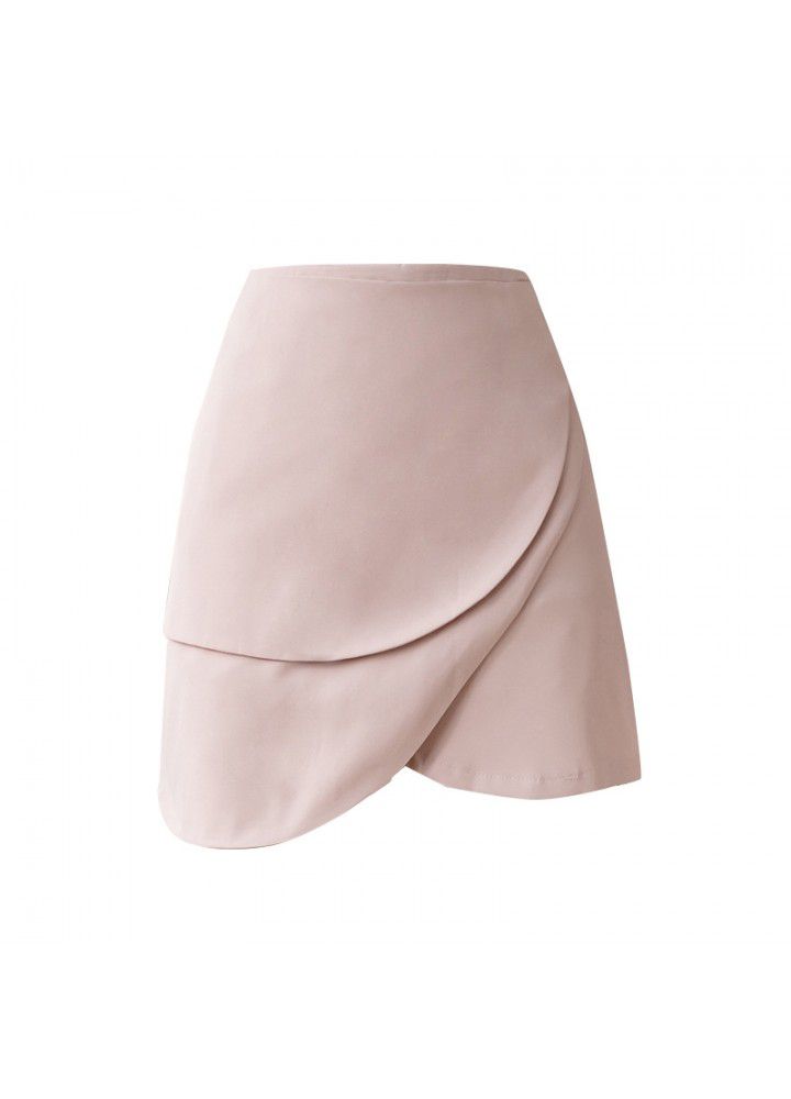 Solid A-line short skirt pants 2021 new irregular petal high waist skirt anti light shorts skirt women's summer