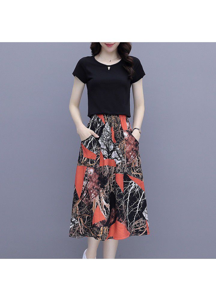 Skirt suit women's 2021 new summer dress casual summer floral skirt two piece dress