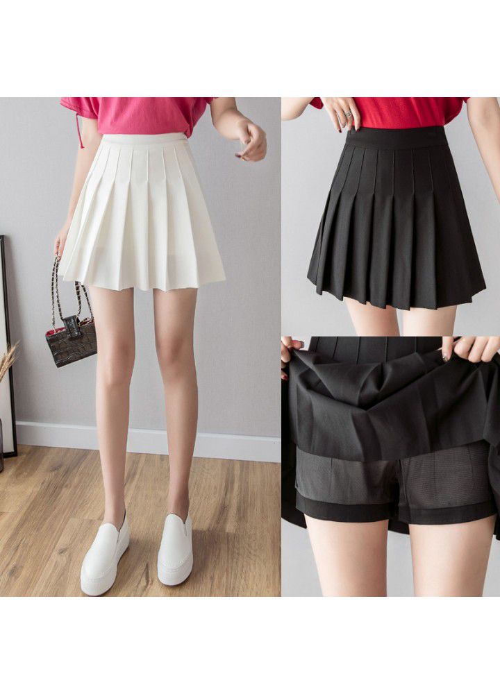 Elastic anti light pleated skirt 2021 new girls' Korean high waist skirt