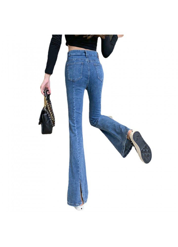 New high waist split flared pants in spring and summer of 2021