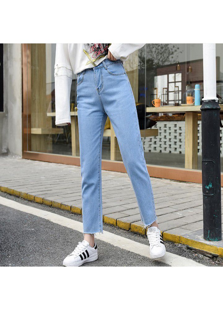 Female student's wide leg straight jeans women's loose pants