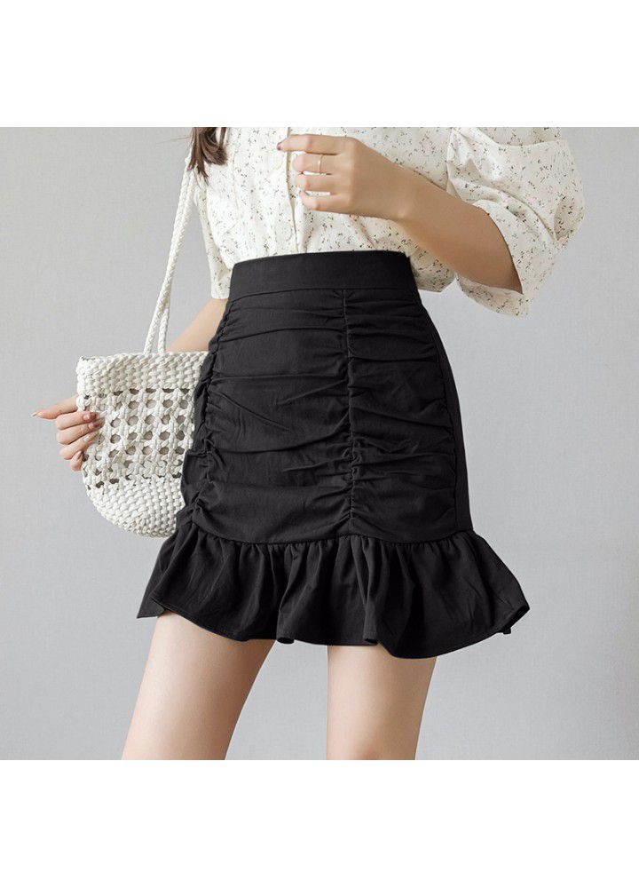 Real shot 2021 summer new Korean floral A-line short skirt, versatile high waist Ruffle Skirt