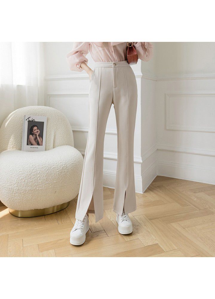 Leisure high waist trousers for women spring and summer 2021 new slim Korean micro trumpet trousers