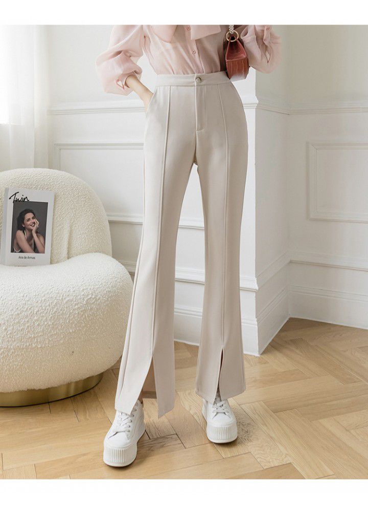 Leisure high waist trousers for women spring and summer 2021 new slim Korean micro trumpet trousers