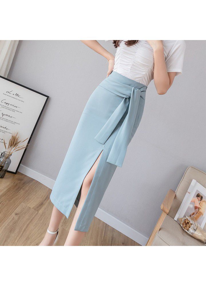 2021 summer new women's skirt with lace up and split net