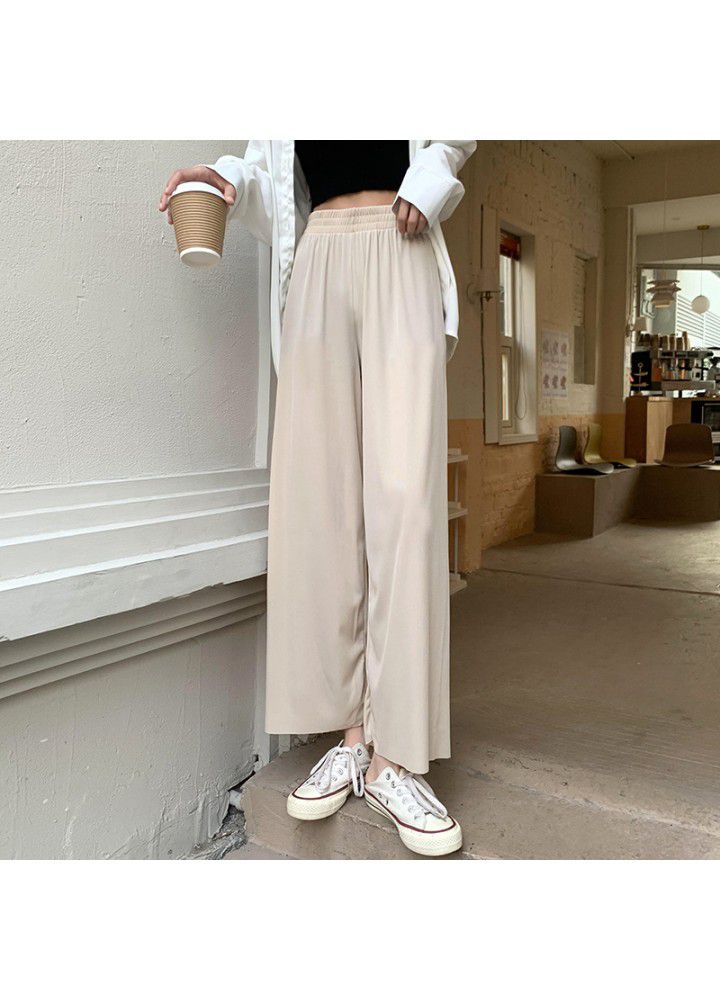 High waist and thin wide leg pants 2021 summer new style fashion vertical loose straight casual pants