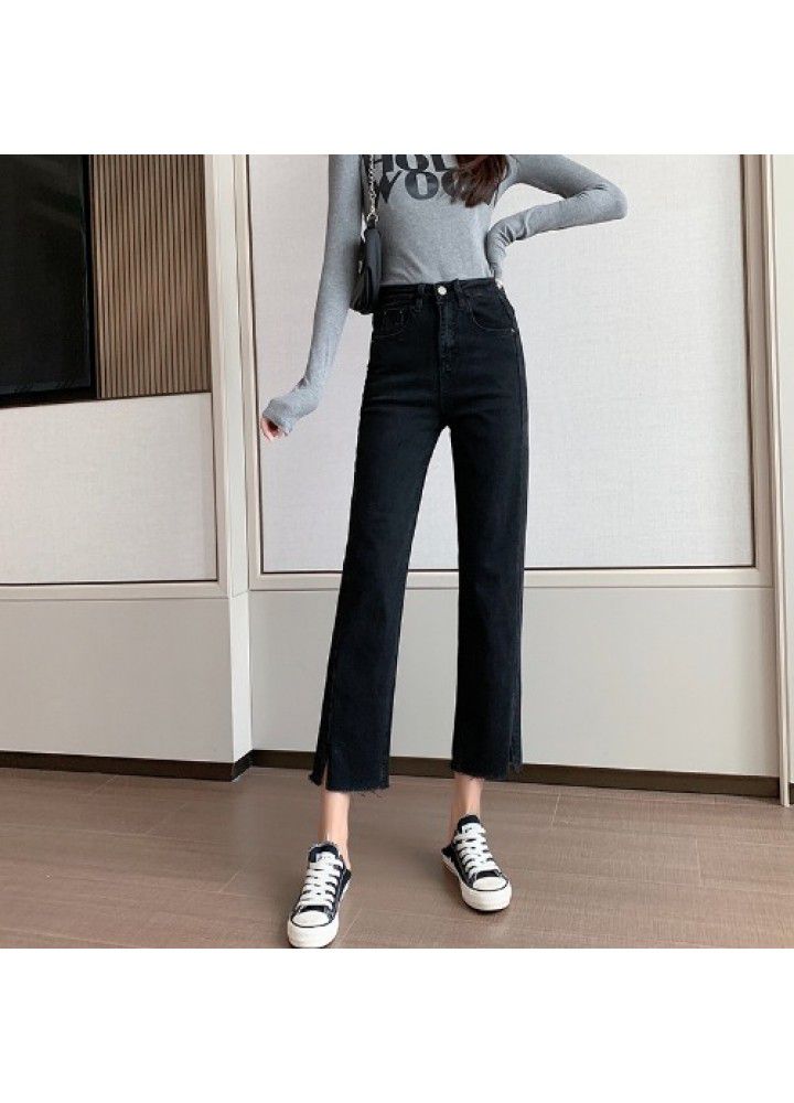 Small straight jeans women's 2021 spring and Summer photo pants loose high waist slim Wide Leg Pants Capris