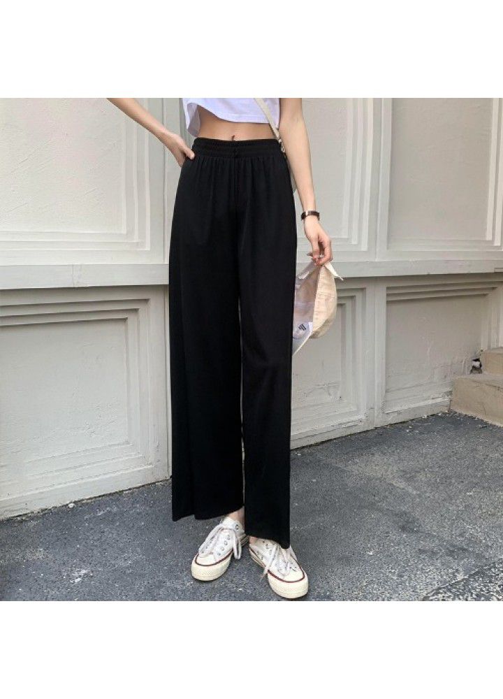 High waist and thin wide leg pants 2021 summer new style fashion vertical loose straight casual pants
