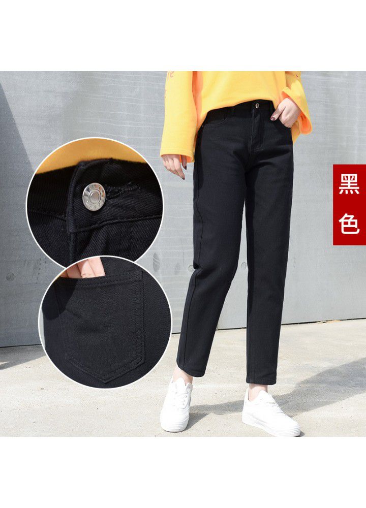 High waist white jeans women's Capris summer 2021 new pants Korean version slim chic small straight pants