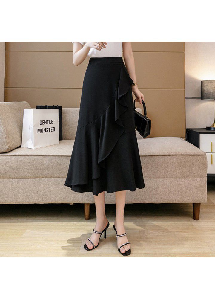 Medium length beach skirt 2021 summer vacation style long skirt with Ruffle Skirt