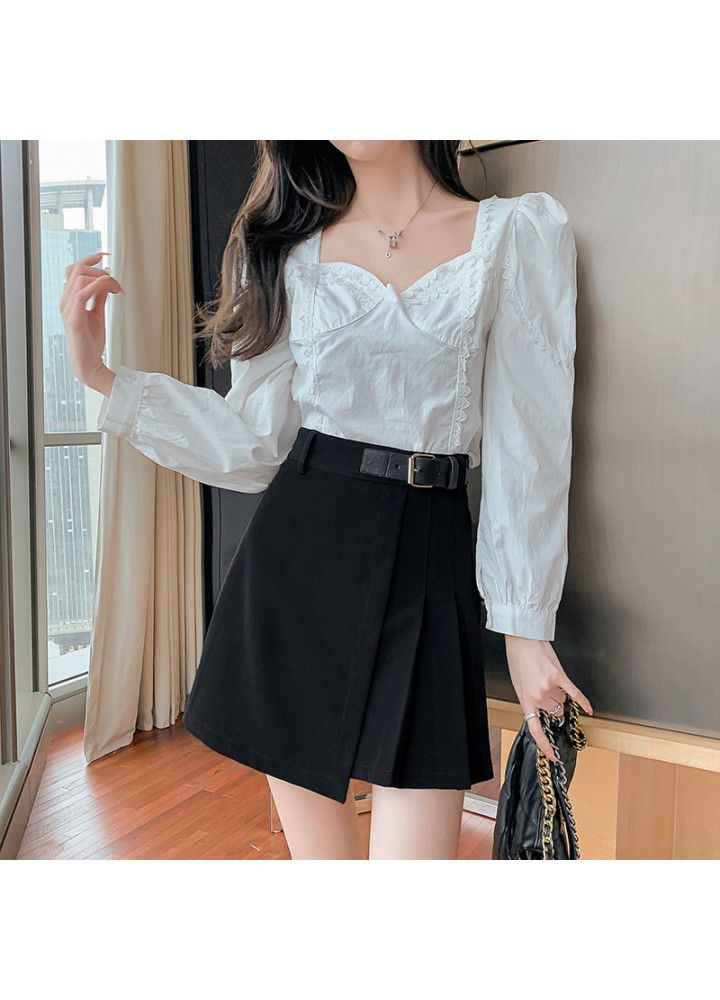 High waist pleated skirt skirt skirt women's irregular thin A-line short skirt hip skirt new style in spring and summer 2021