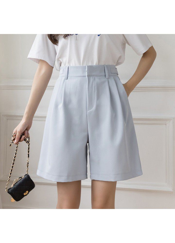 5-point pants women 2021 spring and summer new high waist A-line shorts Suit Shorts wide leg pants casual shorts women