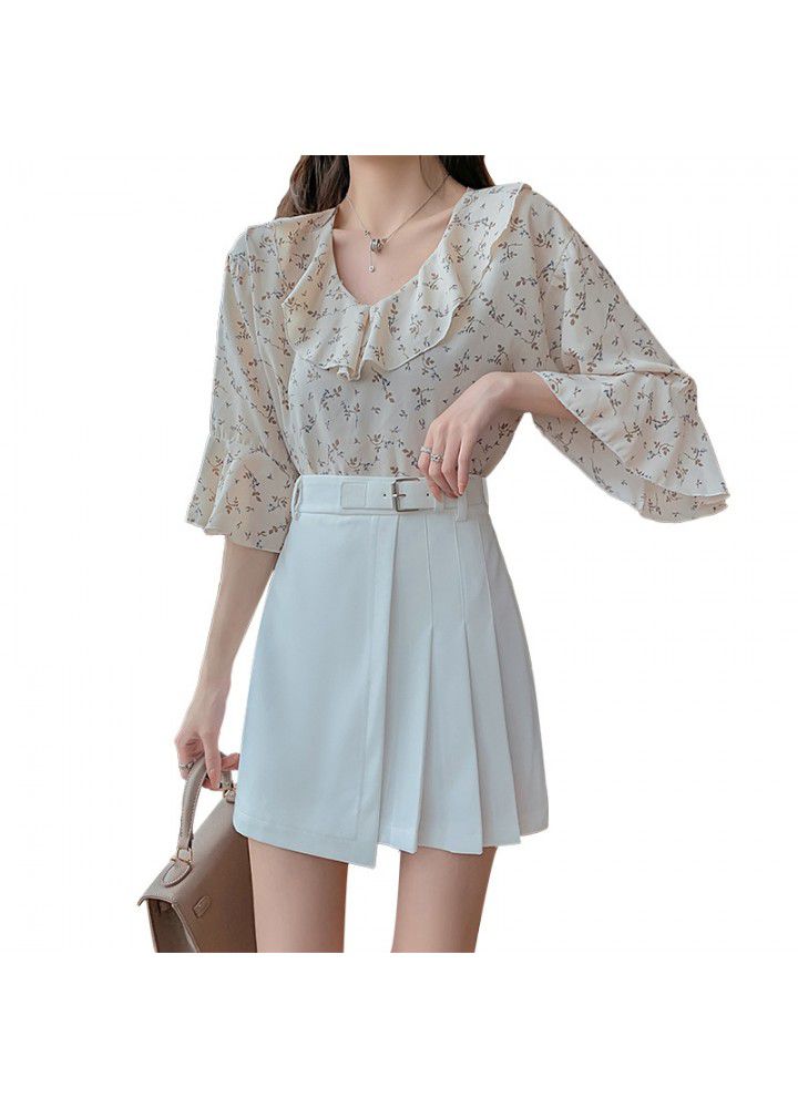 High waist pleated skirt skirt skirt women's irregular thin A-line short skirt hip skirt new style in spring and summer 2021