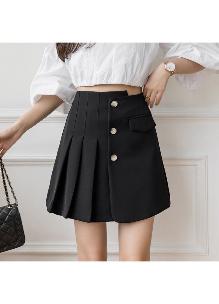 Pleated skirt women's 2021 summer new anti light shorts skirt irregular short skirt high waist slim A-line skirt